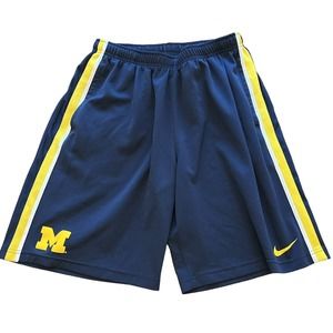 Nike Mens Large Dri Fit U of M Michigan Wolverine Blue Training Shorts